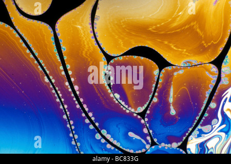 Interferenzmuster auf Seifenfilm Stockfoto