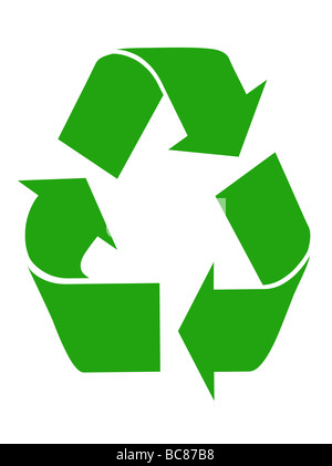 Grüne recycling-Symbol isoliert auf weißem Hintergrund Stockfoto