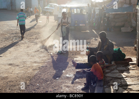 Szene in der Morgendämmerung in Harar Marktplatz Stockfoto