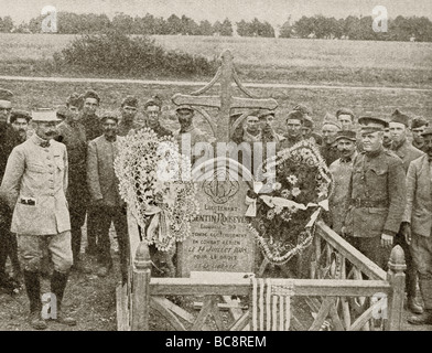 Grab von Quentin Roosevelt, Sohn des Präsidenten Theodore D Roosevelt, der in Luft bekämpfen 14. Juli 1918 getötet wurde. Stockfoto