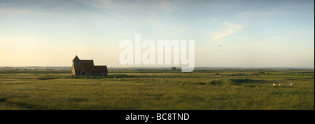 Abendlicht am St. Thomas Becket Kirche, Fairfield, Romney Marsh, Kent, England Stockfoto