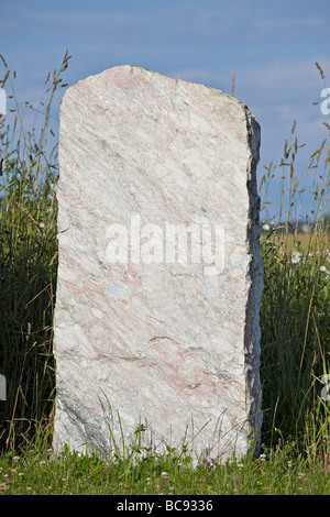 einzigen leeren Granit Grabstein auf einem Rasen-Wiese Stockfoto