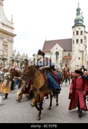 Polen Krakau Schauspieler Daniel Olbrychski als polnischen König Jan III. Sobieski 1683 Wien Siegesfeier Stockfoto