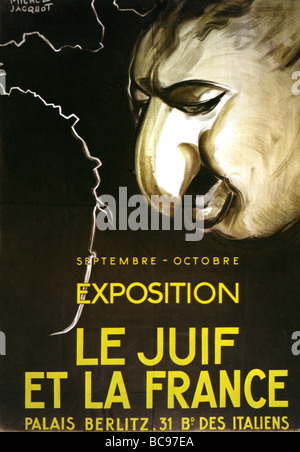 Deutsche Plakat Werbung für eine Anti semitische Ausstellung in Paris im Jahre 1943 Stockfoto