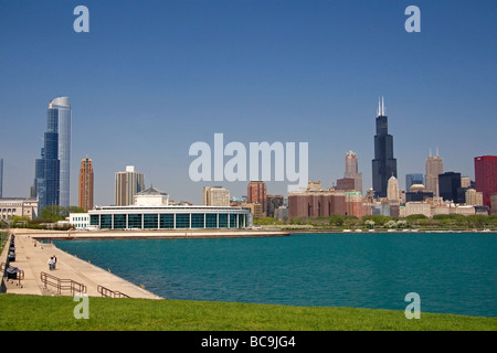 Shedd Aquarium und die Skyline von Chicago Illinois USA Stockfoto