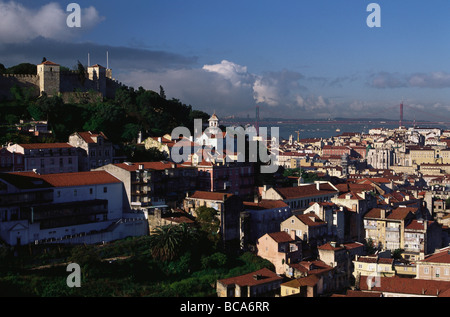Blick vom Miradouro da Graca, Castelo Sao Jorge, Baixa, Lissabon, Portugal Stockfoto