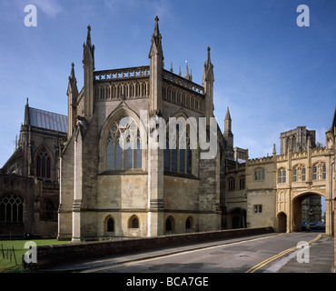 Wells Cathedral Kapitelsaal und Kette Tor Stockfoto