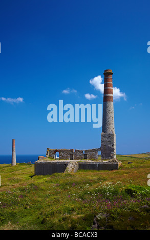 Bleibt der Levante Tin Mine in der Nähe von Pendeen, Cornwall, England, UK Stockfoto