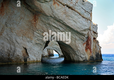 Blaue Höhlen North Cape Zante Ionischen Insel Zakynthos Griechenland EU Europäische Union Europa Stockfoto