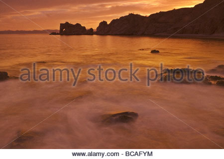 Brillanten Sonnenuntergang, Santa Catalina Island, Baja California, Mexiko. Stockfoto