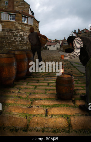 Schmuggel im "Robin Hoods Bay" in North Yorkshire, England, UK. Stockfoto