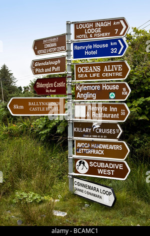 Zeichen in der Nähe von Letterfrack, Connemara, Irland Stockfoto