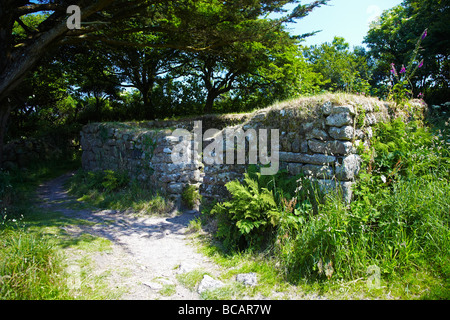 Boswarthen Celtic Kapelle auch bekannt als Madron Baptisterium, nahe dem Dorf Madron, Cornwall, England, UK Stockfoto