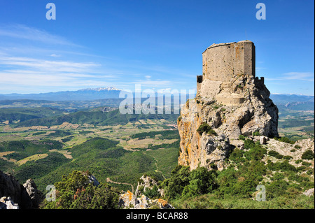 Queribus Burg, Languedoc Roussillon, Frankreich. Stockfoto