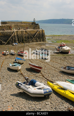 Der Hafen bei Ebbe Clovelly Nord-Devon England Stockfoto