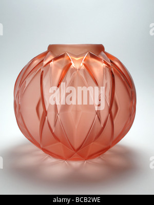 Art-Deco-Glas-Vase von Andre Hunnebelle mit geometrischen Design. Französisch, ca. 1925 Stockfoto