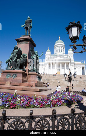 Statue von Alexander II in Senaatintori Senat quadratische Helsinki Finnland Stockfoto