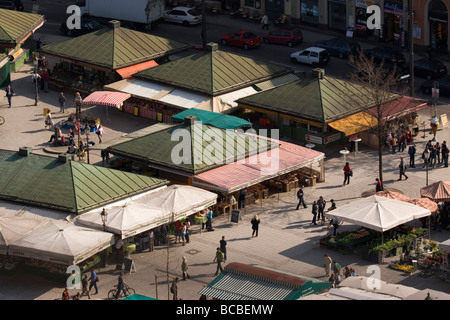 Eine Luftaufnahme der Viktualienmarkt in München. Stockfoto