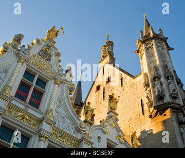 Detail von Oude Griffie, die alte Blockflöten Haus, im Stil der Renaissance erbaut, Burgplatz, Brügge, Belgien Stockfoto