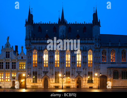 Stadhuis (1375), Rathaus, von Brügge, Belgien. Stockfoto