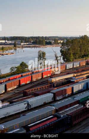 Güterwagen-Bahn Hof, New Westminster, British Columbia, Kanada Stockfoto