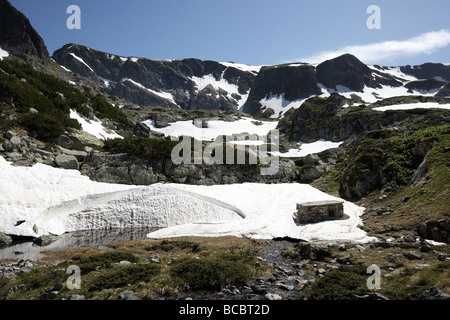 Stein-Hütte im Rila Gebirge in der Nähe der sieben Seen Bulgarien Europa Stockfoto