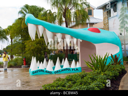 Gatorland in Kissimmee ist, gerade südlich von Orlando in Florida A beliebte Event Tote Hühnern zu den Alligatoren Fütterung ist Stockfoto