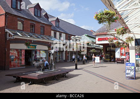 Fußgängerzone Einkaufszentrum Abergavenny Wales UK Stockfoto