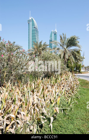 Trade Center Zwillingstürme aus Entfernung in Manama, Königreich Bahrain gesehen Stockfoto