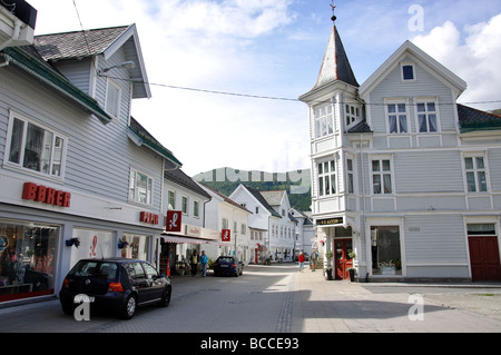 Stadtzentrum, Eidsgata, Baustil, Sogn Og Fjordane, Norwegen Stockfoto