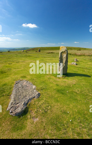 Mitchells Mitchells Fold Stone Circle Shropshire Hügel England UK GB British Isles Stockfoto