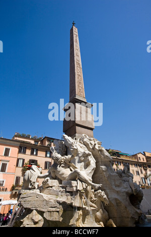 Obelisk in Piazza Navona-Rom Italien Stockfoto