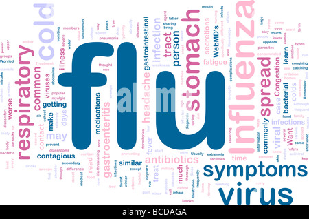 Word Cloud Konzept Abbildung der Grippe influenza Stockfoto