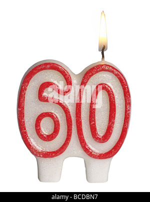 Nummer 60 Geburtstag Kerze Stockfoto
