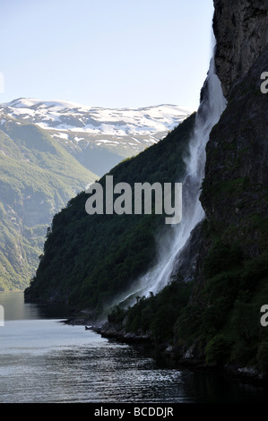 Sieben Schwestern Wasserfall, Geiranger Fjord, mehr Og Romsdal, Norwegen Stockfoto