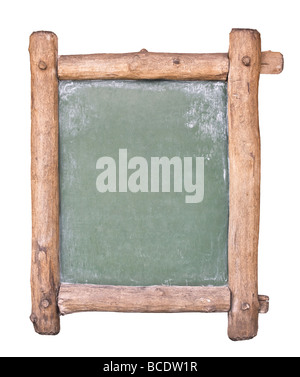 Kleine Tafel mit Holzrahmen isoliert auf weiß Stockfoto