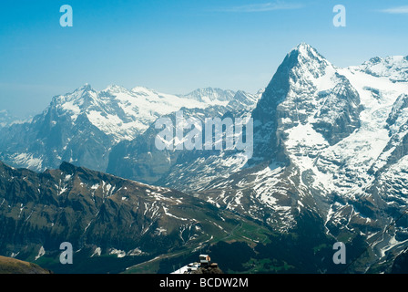 Eiger und Wetterhorn Berggipfel Blick vom Schildhorn Schweiz Stockfoto