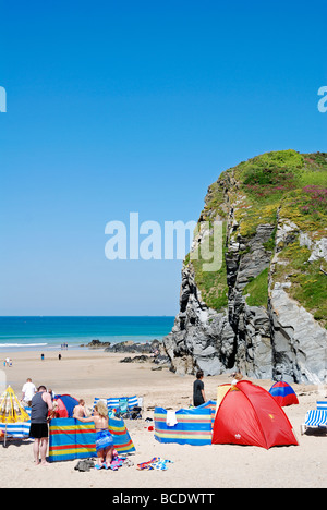 Tolcarne Strand und Klippen, Newquay, Cornwall, uk Stockfoto