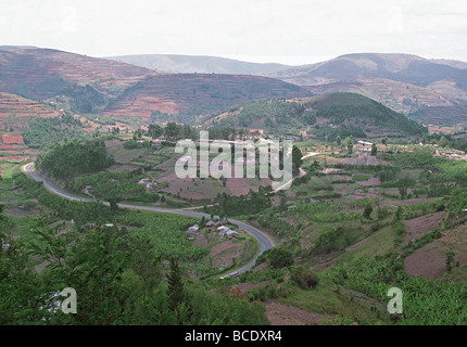Bergstraße, Klettern in Richtung Ruanda aus Kabale in Süd-West-Ost-Afrika Uganda Stockfoto