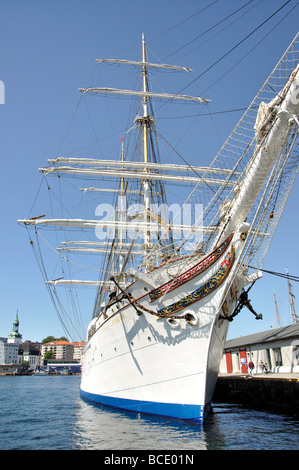 Die Bark "Statsraad Lehmkuhl" 3-Mast Segeln Schiff, Byggen, Bergen, Hordaland, Norwegen Stockfoto