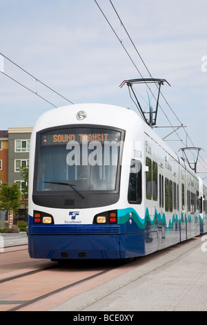 Mass transit LINK elektrisches Licht Schiene Zug betrieben von Sound Transit, Seattle, WA, USA Stockfoto