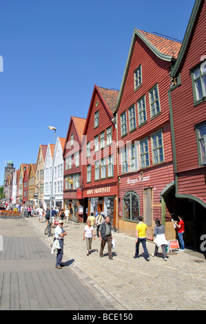 18. Jahrhundert hölzerne Lager, Bryggen, Bergen, Hordaland, Norwegen Stockfoto