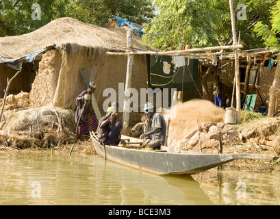 Mali. Sahel. Dorf im Inneren Delta des Flusses Niger. Stockfoto