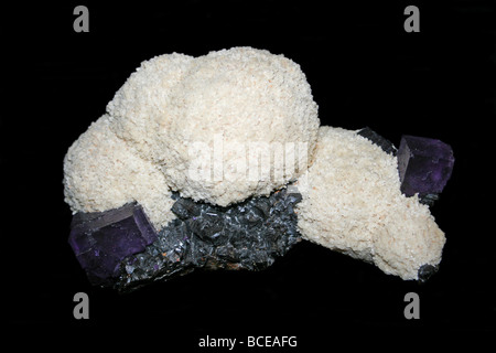 Geologische Mineralien Baryt, Blende, Fluorit Elmwood Mine, Tennessee, USA Stockfoto