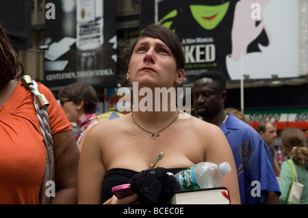 Michael Jackson-Fans Abschied von der King of Pop auf dem Times Square in New York Stockfoto