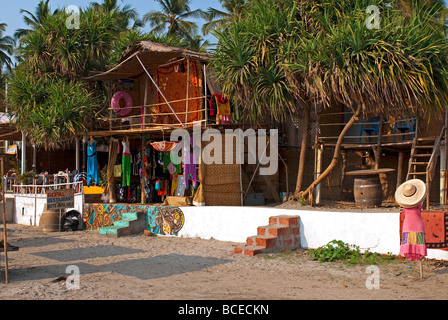 Indien, Goa, Morjim Beach. Shop auf Morjim Beach. Stockfoto