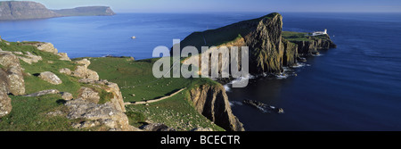 Panoramablick auf landschaftlich Point Lighthouse auf der Isle Of Skye, Schottland Stockfoto