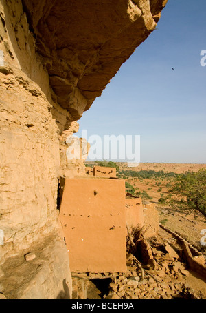 Mali. Sahel. Dogon-Land. Dorf von Ende. Traditionelle Architektur. Felsen von Bandiagara. UNESCO-Weltkulturerbe. Stockfoto