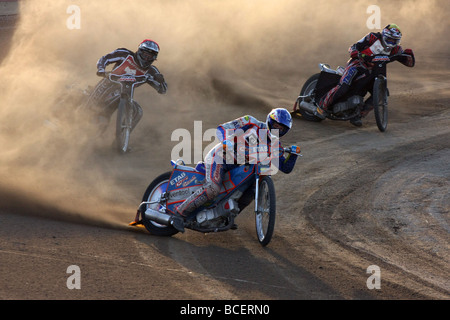 Speedwayrennen an Svansta Rennstrecke in Nyköping, Schweden Stockfoto