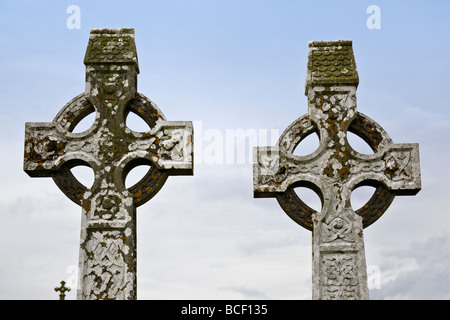 Keltische Kreuze, des Heiligen Insel, Cashel, County Longford, Irland Stockfoto